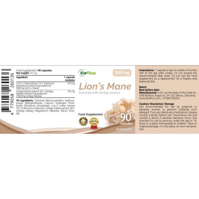 Lõvikarva seen hõlmikpuu ekstraktiga