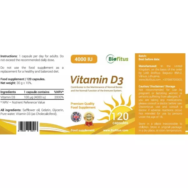 D Vitamiin 4000 | Tasuta Saatmine | Biofitus