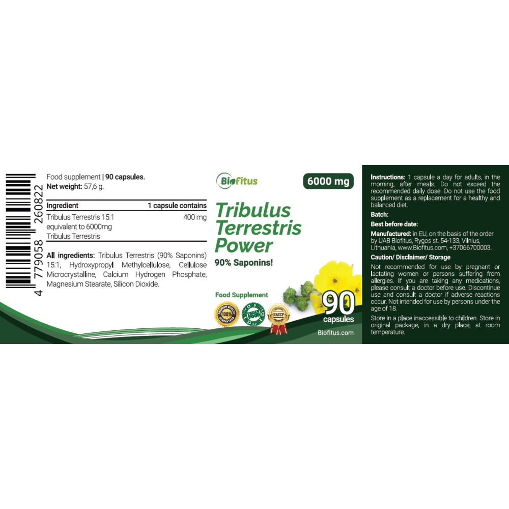 Tribulus Terrestris 6000 parim hind Biofituse eest | Biofitus