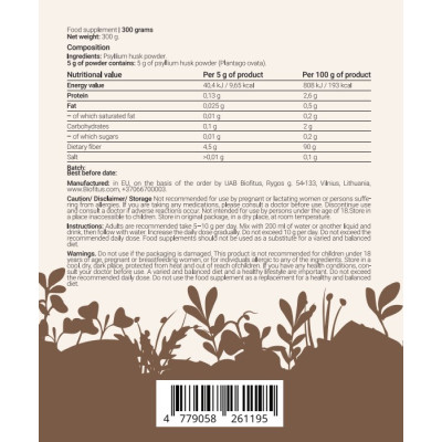 Psülliumi seemne kestad pulber